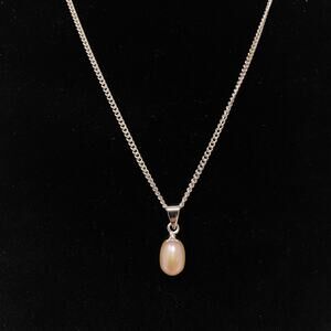 Signed NVC Freshwater Pink Pearl Pendant Necklace Nataliya V Collister 16.5"